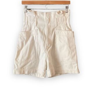 AGOLDE White Denim Paper Bag High Waist Shorts 25